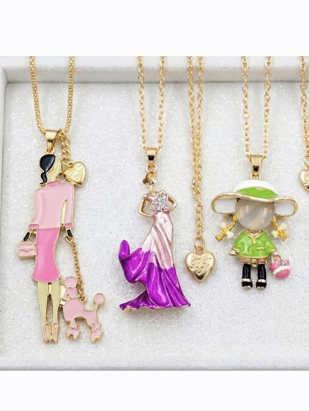 Choose 1 Pink crystal Fashion women with purse, gown or purse & poodle